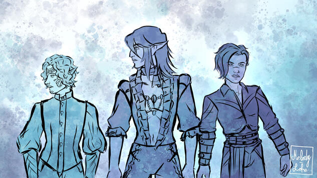 x3 Half-Body - B&W Sketch